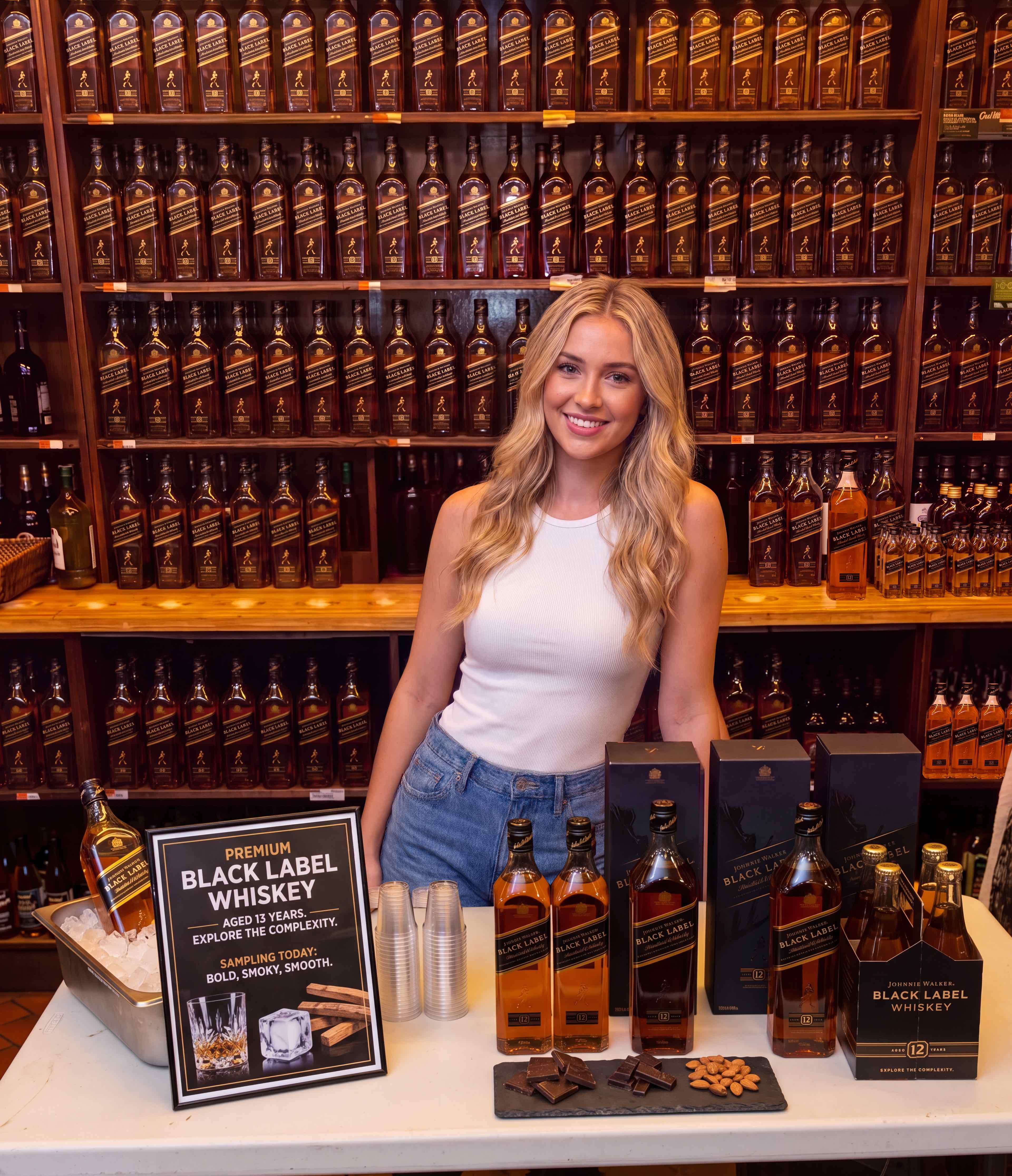 Brand ambassador presenting a guided scotch whisky sampling table